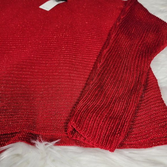 Lauren Ralph Lauren Sweater Womens Adult Medium Red Metallic Glitter Dolman - Picture 3 of 11